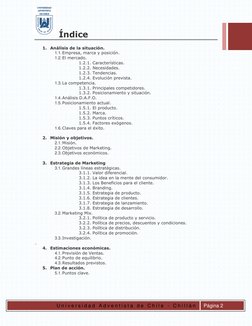 U n i v e r s i d a d  A d v e n t i s t a  d e  C h i l e  -  C h i l l á n  
 
Página 2 
Índice 
 
 
 
1. Análisis