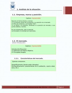 U n i v e r s i d a d  A d v e n t i s t a  d e  C h i l e  -  C h i l l á n  
 
Página 4 
1. Análisis de la situació