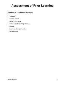 Portfolio Development for Prior Learning | PDF | Educational Assessment ...