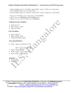 Institute Of Engineering Studies (IES,Bangalore)     Formulae Sheet in ECE/TCE Department 
10 No.1 Training center for GATE/I