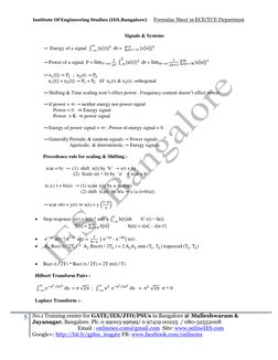 Institute Of Engineering Studies (IES,Bangalore)     Formulae Sheet in ECE/TCE Department 
5 No.1 Training center for GATE/IE