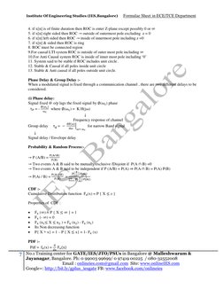 Institute Of Engineering Studies (IES,Bangalore)     Formulae Sheet in ECE/TCE Department 
7 No.1 Training center for GATE/IE