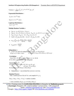 Institute Of Engineering Studies (IES,Bangalore)     Formulae Sheet in ECE/TCE Department 
9 No.1 Training center for GATE/IE