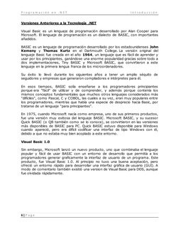 P r o g r a m a c i ó n e n . N E T
I n t r o d u c c i ó n
6 | P a g e
Versiones Anteriores a la Tecnología