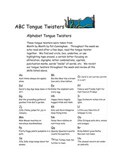 A to Z English Tongue Twisters | PDF