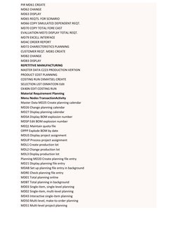 PIR MD61 CREATE  
MD62 CHANGE  
MD63 DISPLAY  
MD65 REQTS. FOR SCINARIO  
MD66 COPY SIMULATED DEPENDENT REQT.  
MD70 COPY TOT