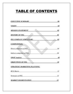 TABLE OF CONTENTS 
 
EXECUTIVE SUMMARY 
                     
 
                    01   
VISION
