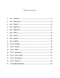 8 
 
Table of Contents 
 
 
1.   
Set 1 – “On the Go” ..................................................................