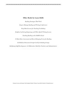 Other Books by Laura Robb
Reading Strategies That Work
Easy-to-Manage Reading and Writing Conferences
Easy Mini-Lessons for T