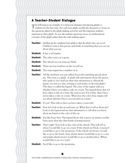 A Teacher-Student Dialogue
T
he following is an example of a classroom dialogue introducing glyphs to
students for the first