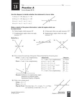 Geometry Chapter 2 Worksheets | PDF | Angle | Saxophone