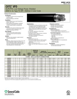 Phone: 888-593-3355
www.generalcable.com (http://www.generalcable.com)
SPEC 4575
March, 2012
CVTC
® VFD
XLPE/PVC, Low-Voltage