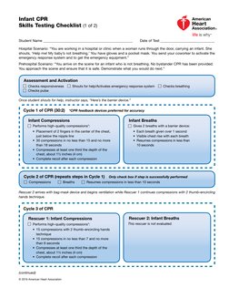 BLS Course Infant CPR Skills Testing Checklist | PDF