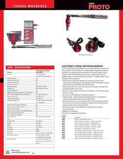 Visit us at...
www.stanleyproto.com
258
T O R Q U E  W R E N C H E S
J6360 - SPECIFICATIONS
Proto Electronic/Calibrator 
Feat