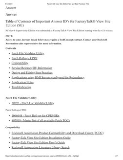 5/12/2021
FactoryTalk View Site Edition Tips and Best Practices TOC
https://rockwellautomation.custhelp.com/app/answers/answe