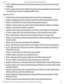5/12/2021
FactoryTalk View Site Edition Tips and Best Practices TOC
https://rockwellautomation.custhelp.com/app/answers/answe