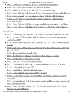 5/12/2021
FactoryTalk View Site Edition Tips and Best Practices TOC
https://rockwellautomation.custhelp.com/app/answers/answe