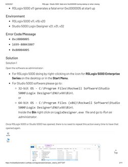 RSLogix - Studio 5000 - Fatal Error 0xc0000005 During Startup or When ...