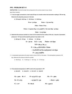 PPE - PROBLEM SET # 1
INSTRUCTION: Encircle the letter that corresponds to the correct answer of your choice.
MULTIPLE CHOICE