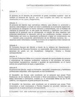 •
Artículo  2.
CAPÍTULO SEGUNDO CONSIDERACIONES GENERALES
El ascenso es el derecho de promoción al grado inmediato superior,
