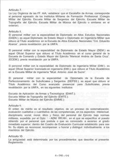 4-945-94
Artículo 7.
La Ley Orgánica de las FF. AA,  establece  que el Escalafón de Armas, corresponde
al personal egresado