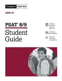 CollegeBoard PSAT™8 slash 9
2020-21PSAT™8 slash 9
 Student 
 GuideA picture of a list on a clipboard.
Important 
information