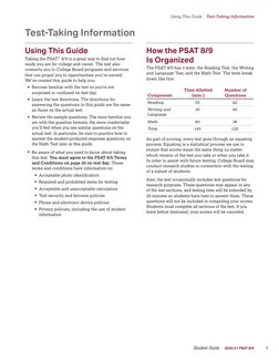 5
Student Guide  
2020-21 PSAT 8/9
Student Guide  
2020-21 PSAT 8/9
Using This Guide  Test-Taking Information  
Test-Taking I