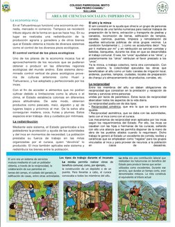 COLEGIO PARROQUIAL MIXTO 
“SAN PEDRO CHANEL” 
SULLANA 
El aini era un sistema de servicios 
mutuos mediante el cual un pobl