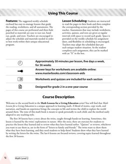 4
Math Level 2
Using This Course
Features: The suggested weekly schedule 
enclosed has easy-to-manage lessons that guide 
the