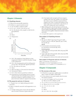 ANSWERS 359
Chapter 2 Elements
2.1 Classifying elements
1. D. Boron has semi-metallic properties.
2. B. Iridium is a typic