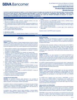 1 de 13
CONTRATO DE DEPOSITO BANCARIO DE DINERO A LA VISTA (PRODUCTO BASICO DE NOMINA) QUE CELEBRAN POR UNA PARTE BBVA BANCOM
