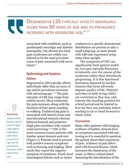 Journal of Current Clinical Care January/February 2011  5
DEGENERATIVE LSS TYPICALLY AFFECTS INDIVIDUALS 
OLDER THAN 50 YEARS