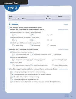 Placement Test 
Name _______________________________________     No.  _________   Class _________   
Date ___ /___ /___   M