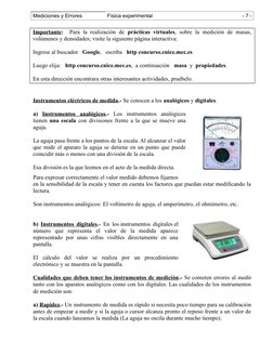 Mediciones y Errores
Física experimental
- 7 -
Importante:  Para la realización de  prácticas virtuales, sobre la medición de