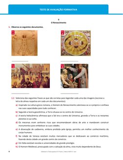 4 
Editável e fotocopiável © Texto | Novo HGP 8.o ano 
 
TESTE DE AVALIAÇÃO FORMATIVA 
 
II  
O Renascimento 
1. Observa