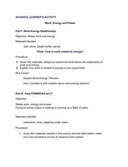 Grade 8 Work and Energy Lesson Plan | PDF | Potential Energy | Kinetic ...