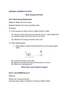 Grade 8 Work and Energy Lesson Plan | PDF | Potential Energy | Kinetic ...