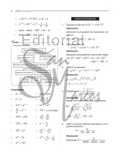 BANCO DE EJERCICIOS
6
Editorial
11
ÁLGEBRA

-27)2/3 = 
27
3
2
-
^
h = (-3)2 = 9

4-5/2 = 
2
4
2
1
32
1
5
5
5
=
=
=
-
-
^
h
