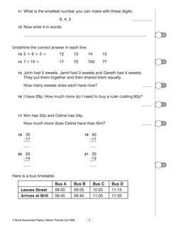 Bond First Papers in Maths 7-8 Years - Sample Test | PDF | Cognition ...