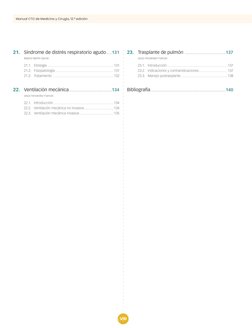 Manual CTO de Medicina y Cirugía, 12.0 edición
21. Síndrome de distrés respiratorio agudo ....... 131
I 23. Trasplante de p