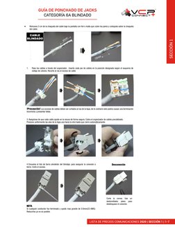 SECCIÓN 1
LISTA DE PRECIOS COMUNICACIONES 2020 | SECCIÓN 1 | 1-7
GUÍA DE PONCHADO DE JACKS 
CATEGORÍA 6A BLINDADO
•	
Remueva