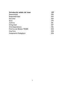 5 
 
Introducción módulo del tener  
 
 
 
 
 157 
Generosidad 
 
 
 
 
 
 
 
 
 158 
Responsabilidad  
 
 
 
 
 
 
 
 16