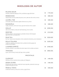 MIXOLOGÍA DE AUTOR
MILANO SOUR
Campari, jarabe de albahaca, limón, arándanos, egg white foam
LAUREL FIZZ
Limoncello, Grand Ma