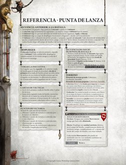 REFERENCIA - PUNTA DE LANZA
DESPLIEGUE
El atacante despliega su ejército primero, seguido 
por el defensor. Cada unidad debe