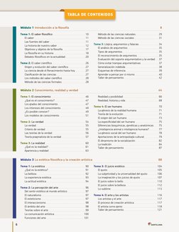 Tema 1: El saber ﬁ losóﬁ co  
 10
El saber  
 11
Las fuentes del saber  
 11
La historia de nuestro saber  
 12
Objetivos y o