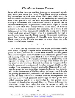 The Massachusetts 
Review 
latter will 
think 
they 
are reading 
letters 
over 
someone's 
shoul 
der, 
letters 
not meant