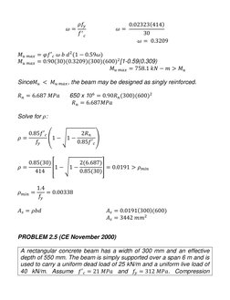 𝜔= 𝜌𝑓𝑦
𝑓′
𝑐
                      𝜔= 0.02323(414)
30
