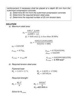 reinforcement if necessary shall be placed at a depth 80 mm from the 
outermost compression concrete. 
a) Determine 80 mm fro