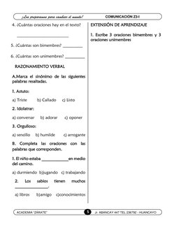 5 
 
¡Los preparamos para cambiar el mundo! 
COMUNICACIÓN Z3-I 
ACADEMIA “ZÁRATE”