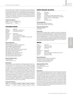 2016 m C O M P E N D I O  D E  L A  M I N E R I A  C H I L E N A
323
DIRECTORIO DE FAENAS MINERAS 	
Página
DIRECTORIOS
DIRECT